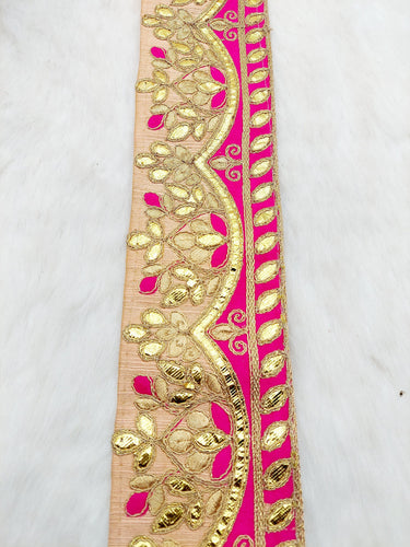 Silk Fabric Trim, Floral Gold Gota Patti Indian Sari Border Trim By Yard Decorative Trim Craft Lace